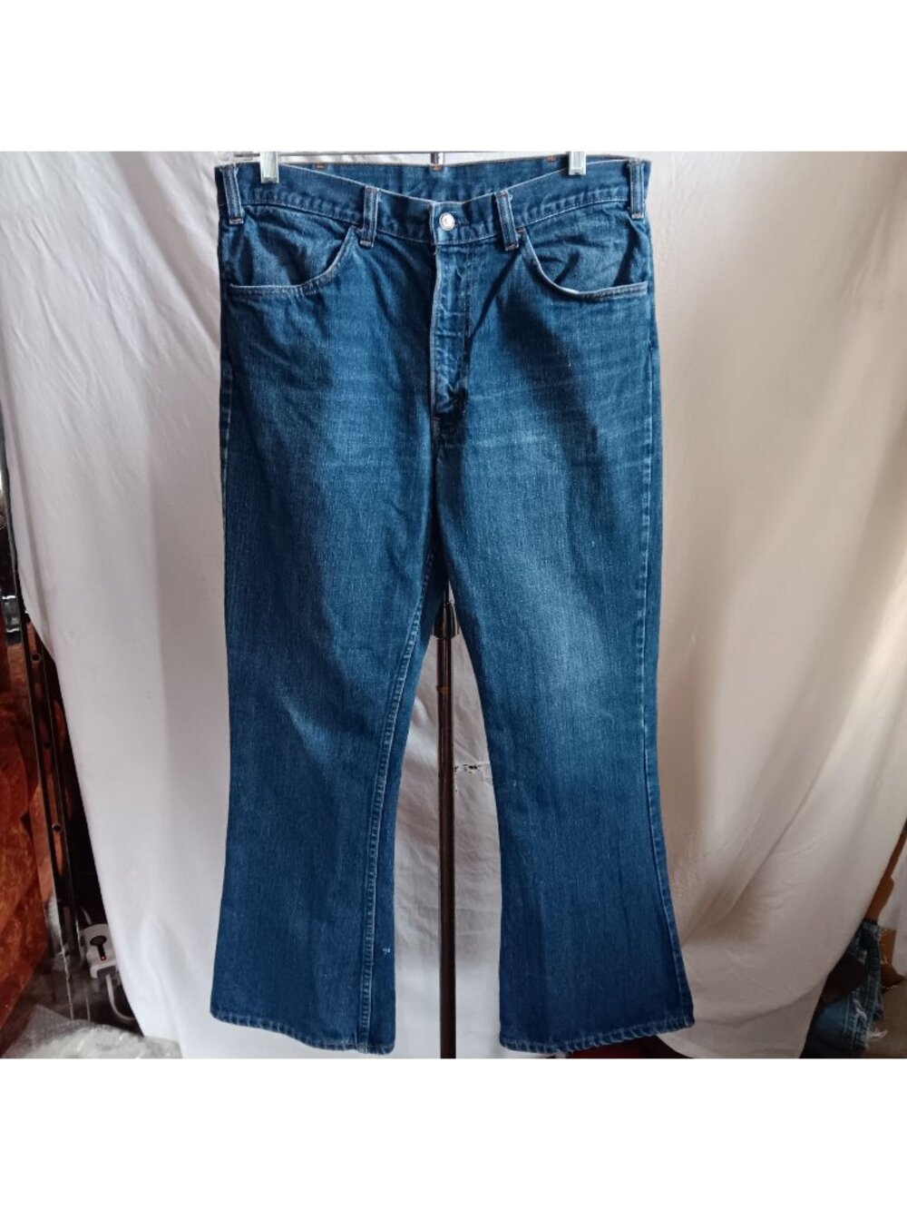 Vintage 646 0217 Denim Jeans 1970's 36x30 Levis Bellbottom Orange Tab Talon 42